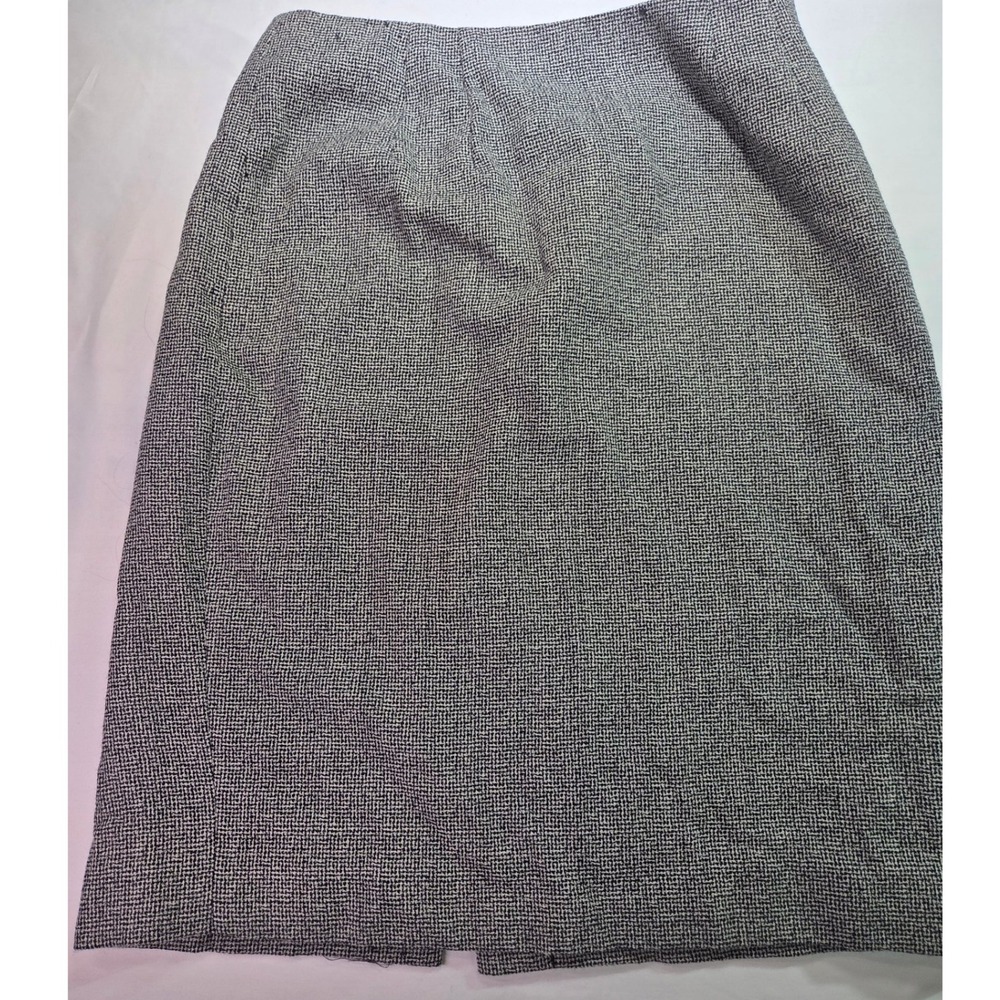 Valerie Stevens Pure Wool Pencil Skirt Black White Check Size 6 Vintage